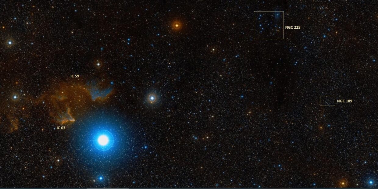 Gamma Cassiopeiae, NGC 225, IC 59, IC 63 and NGC 189 | Star Facts