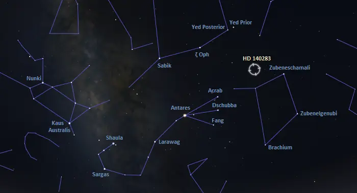 hd 140283 location,where is methuselah star in the sky,how to find methuselah star