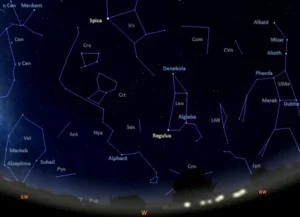 stars visible in the western sky tonight from equatorial latitudes