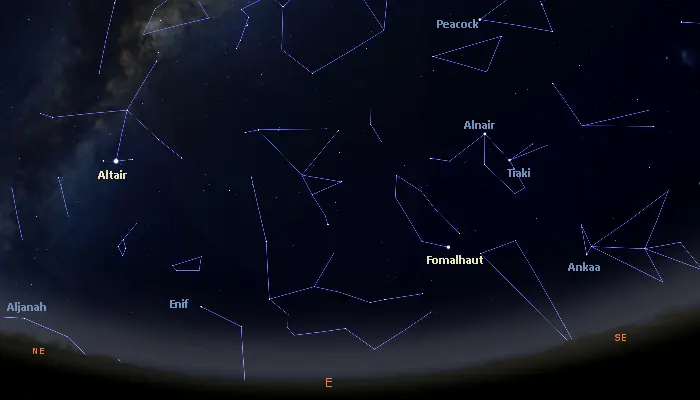 stars visible in the eastern sky tonight in the southern hemisphere
