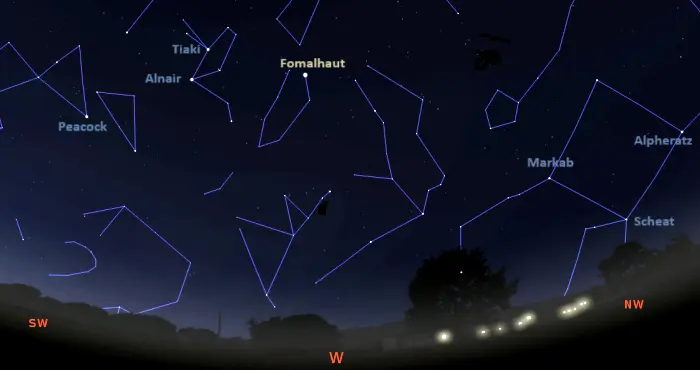 Stars visible in the western sky tonight in the southern hemisphere