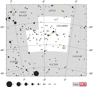 columba constellation,columba constellation stars,columba stars,columba star map