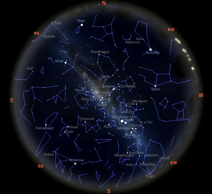 stars in the sky tonight in the southern hemisphere