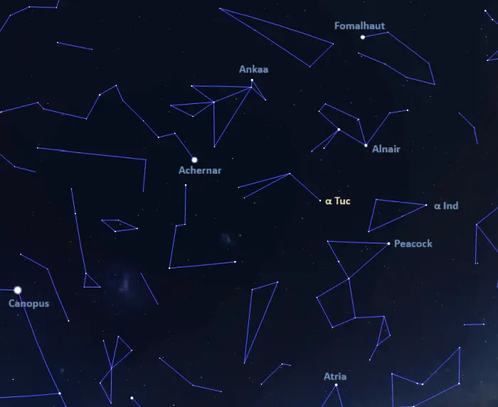 how to find alpha tucanae,where is alpha tucanae in the sky