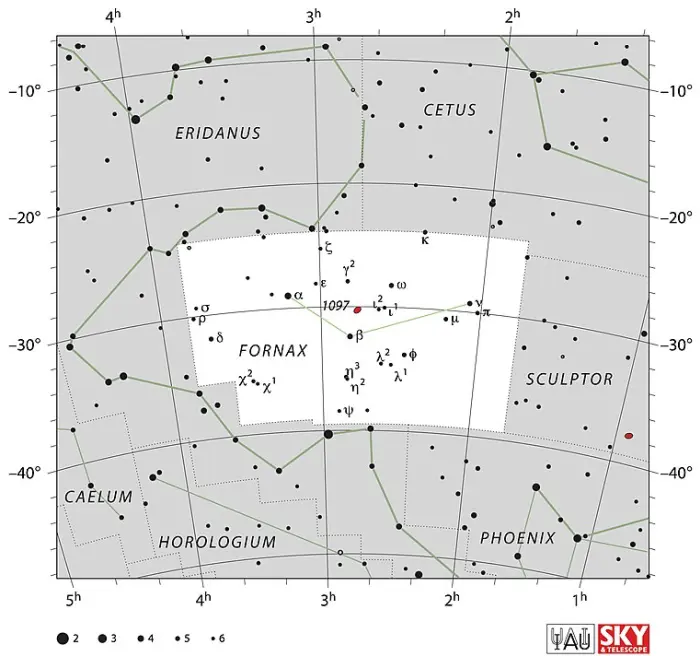 fornax stars,fornax constellation map,fornax star map