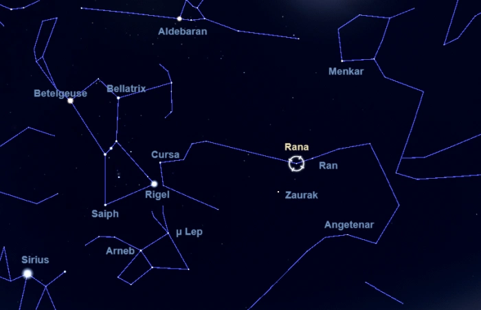 how to find rana,delta eridani position,where is rana in the sky