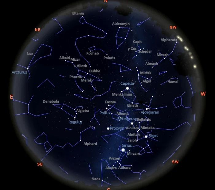 stars visible in the sky tonight northern hemisphere february